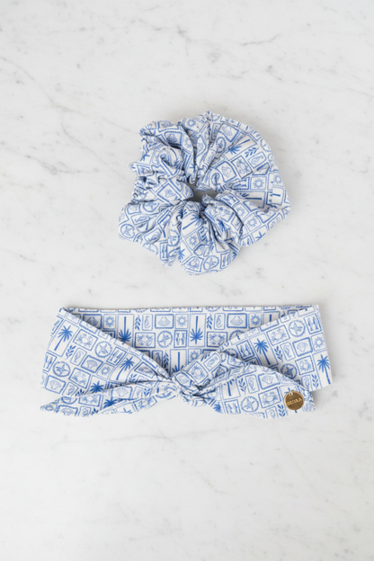 PACK DUO SANTORIN — Foulard chien & Scrunchie